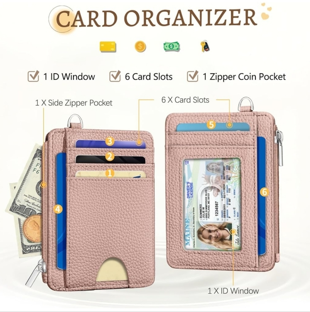 Pink Card Organizer with ID Window